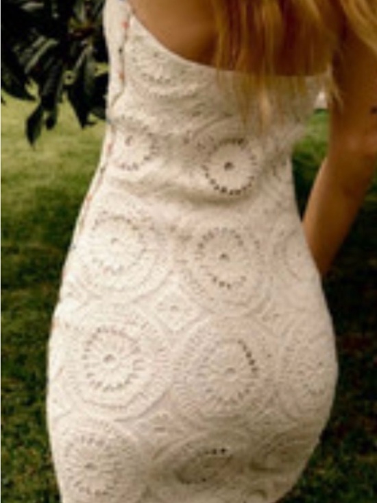 Zara Cream Crochet Mini Dress with Colorful Side Trim - Picture 8 of 9